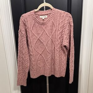 Lucky Brand Dusty Rose Cable Knit Sweater
